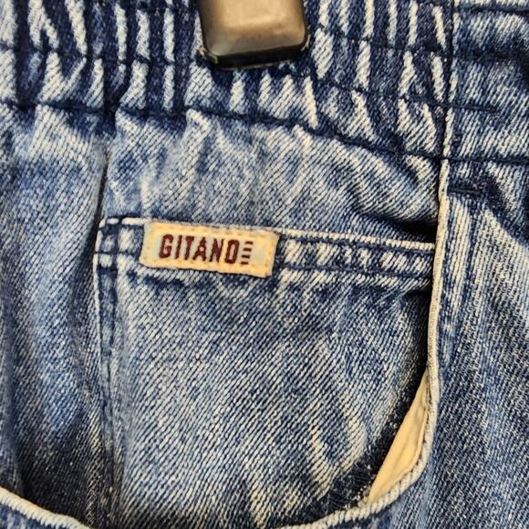 Vtg 80s Gitano Bare Back Mom Jeans Size 12 Short Blue Elastic Waist High Rise - Picture 10 of 11
